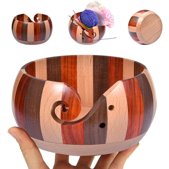 Natural Wooden Yarn Storage Bowl Organizer Knitted  Wooden Yarn Bowl  Knitting - Diy Apparel & Needlework Storage - Aliexpress