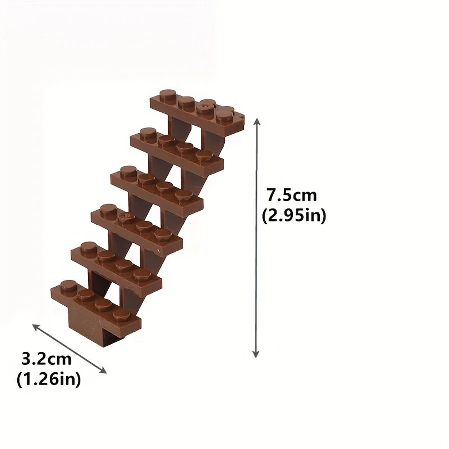 Staircase MOC Bricks 4pcs 7x4x6 House Stairs Straight Open 30134 Steps Ladder Modular My City building block toy