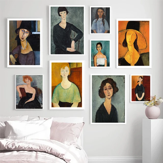 Amdeo modigliani cartaz de pintura em tela feminino, mestre e famosa arte  para parede e sala de estar decoração para parede - AliExpress