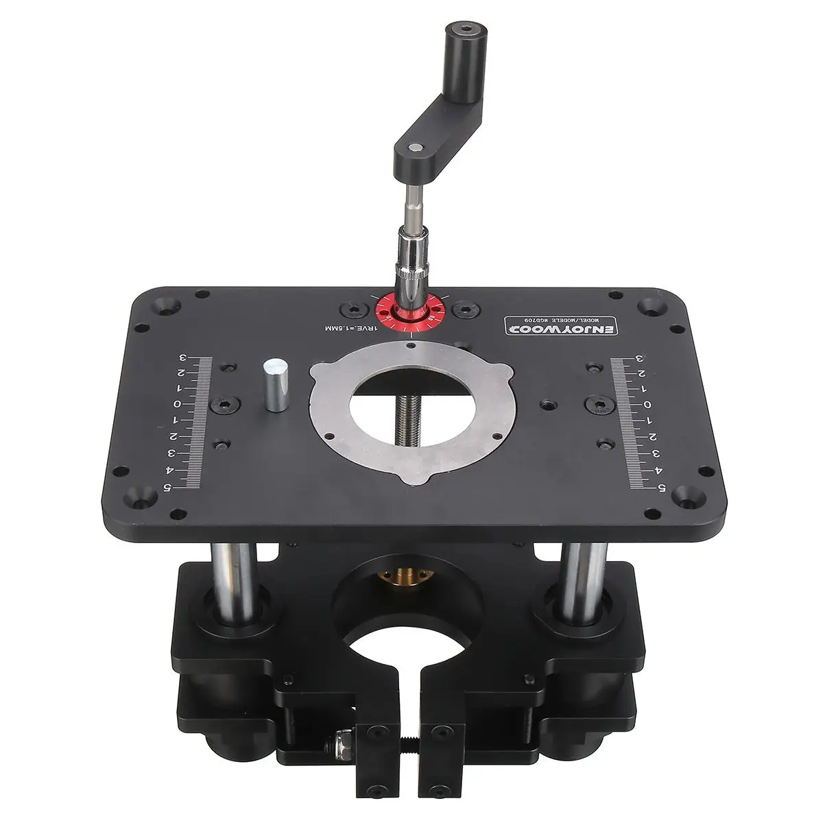 Router lift for wood router table ENJOYWOOD GD7 PRO 65mm 69mm set up with plate precision woodworking tool