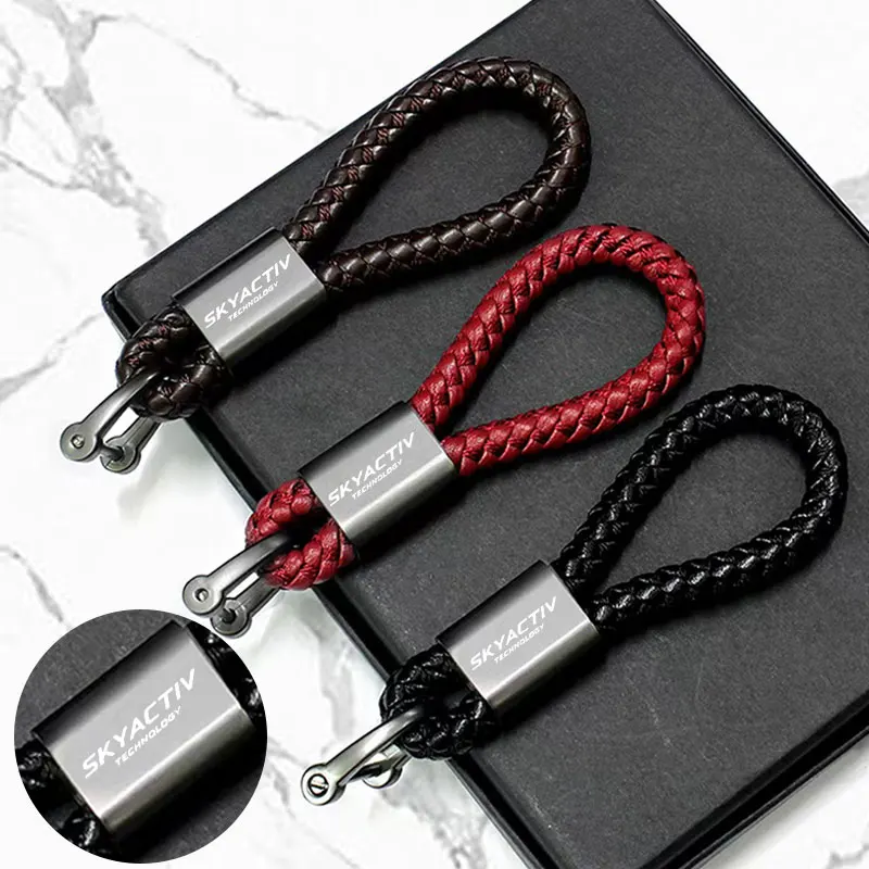 

For Mazda Skyactiv 3 bk 6 gg gh gj cx3 cx5 cx30 cx7 cx8 cx9 mx5 rx8 Car Accessories Custom Braided Rope Keyring Metal Keychain