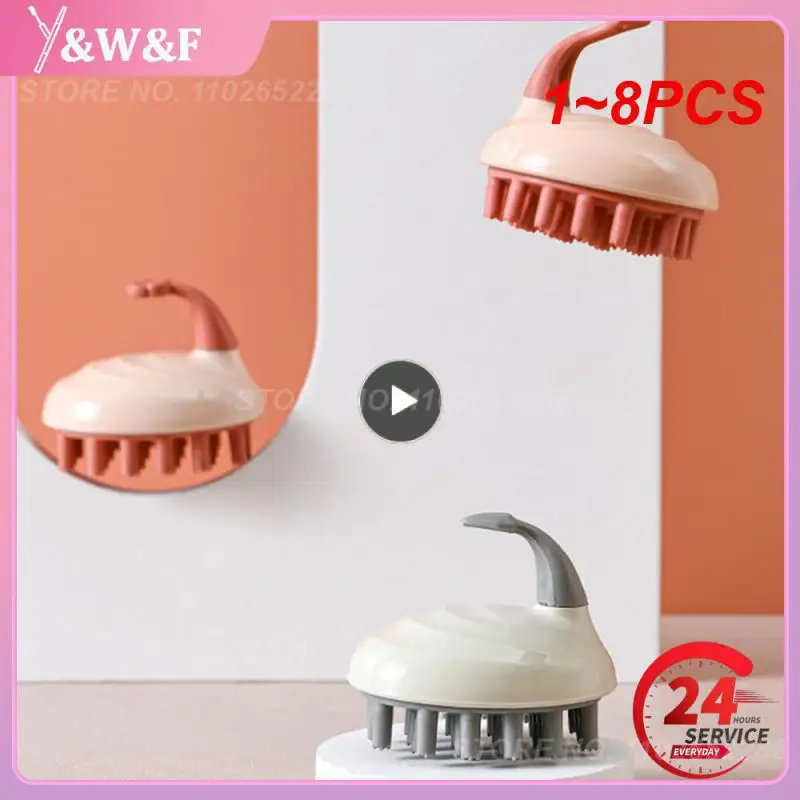 1~8PCS Rounded Shampoo Comb With Handle Household Hair Cleaning Shampoo Artifact Easy To Clean Shampoo Brush Double Layer Soft