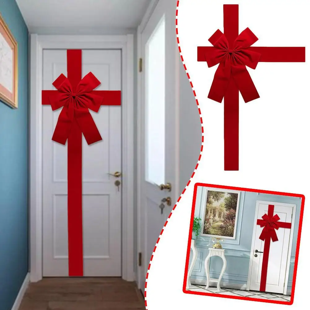 

Outdoor Christmas Bows Christmas Door Red Butterfly Comes WithVelcro Ribbon Decor Front Door Kitchen Cabinet DoorParty Supplies