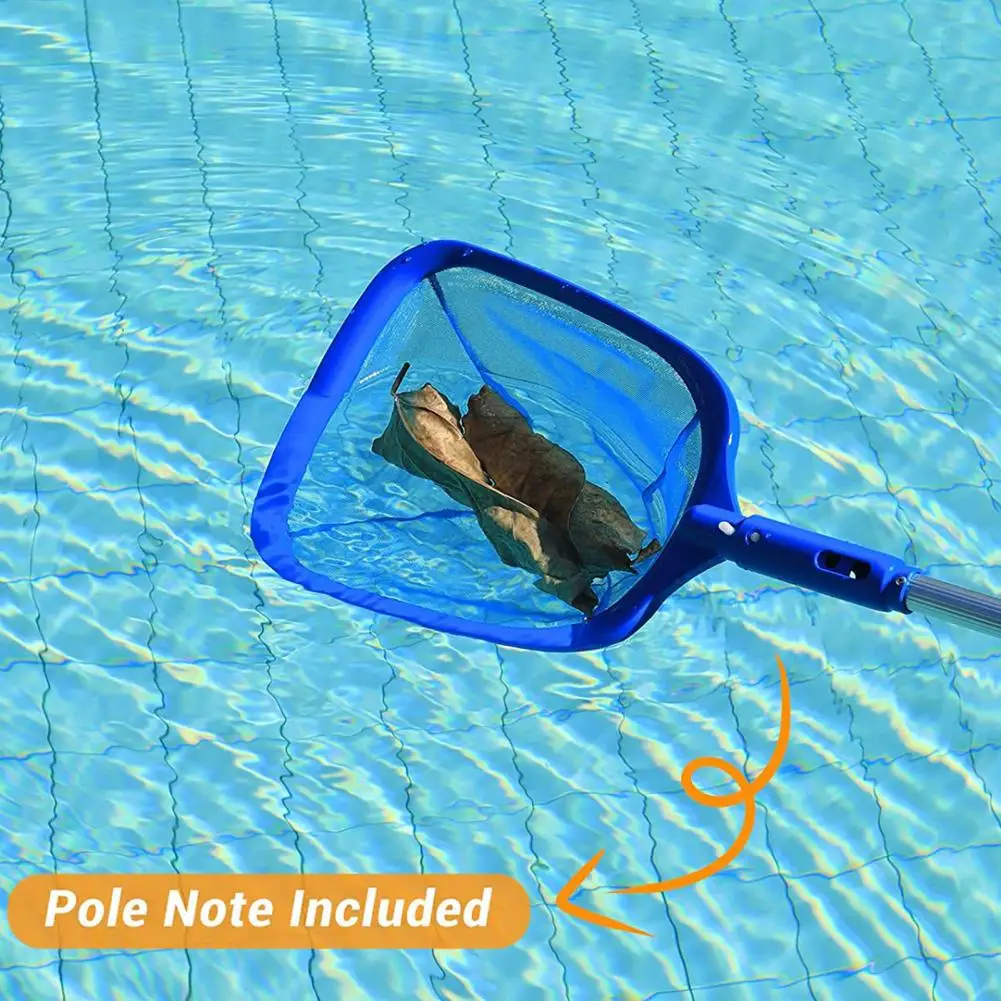 Pool Skimmer Net Deep Fine Mesh Solid Plastic Frame Detachable Pole Large Capacity Heavy Duty Leaf Fine Debris Pool Cleaning Net