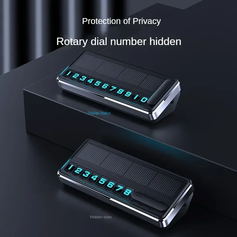 Solar LED Car Phone Number Plate with Hidden Temporary Parking Card and Multiple Number Display