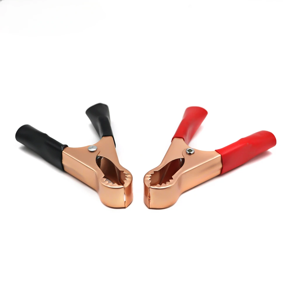 2Pcs 50A Red + Black 80mm Crocodile Car Caravan Van Battery Test Lead Clips Alligator Clips Connector Plug Power