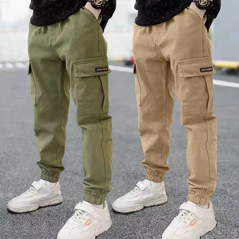Boys Pants Boys Cargo Pants Spring Autumn Thick Casual Kids Sport Pants For 5-12 Years Kids Clothing