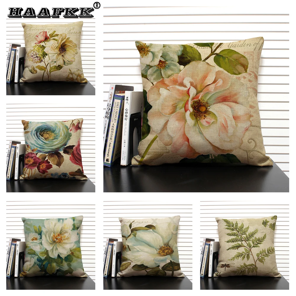 

Flower Printing Cushion Cover Decorative Pillow Case Sofa Throw Pillows Cover Car Chair Home Decor Pillowcase Almofadas