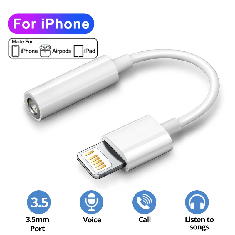 For Apple Lightnings To Mm Jack Headphone Aux Cable Adapter