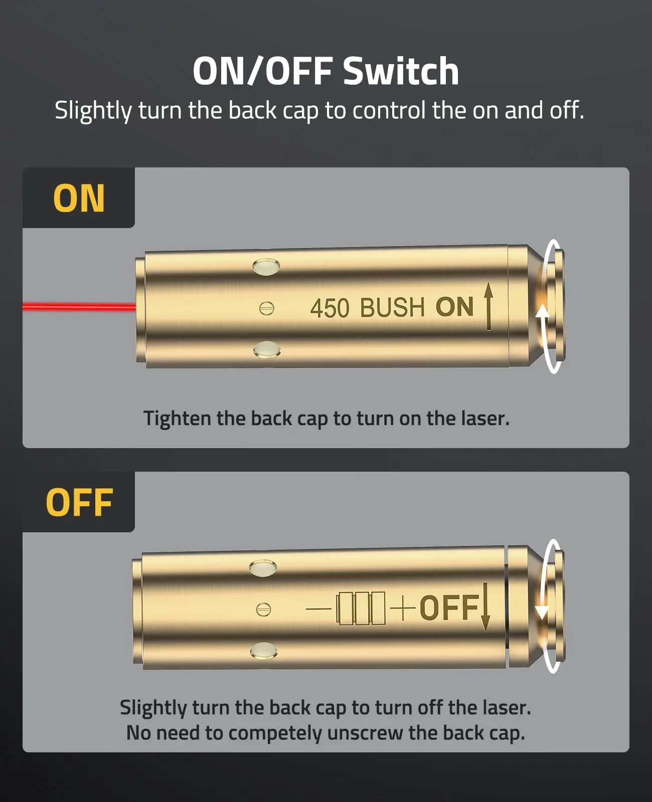 Laser Bore Sight 450 BUSH Red Laser Bore Sight ON/OFF Switch 2 Sets Batteries For Zeroing Metal Box Packaging