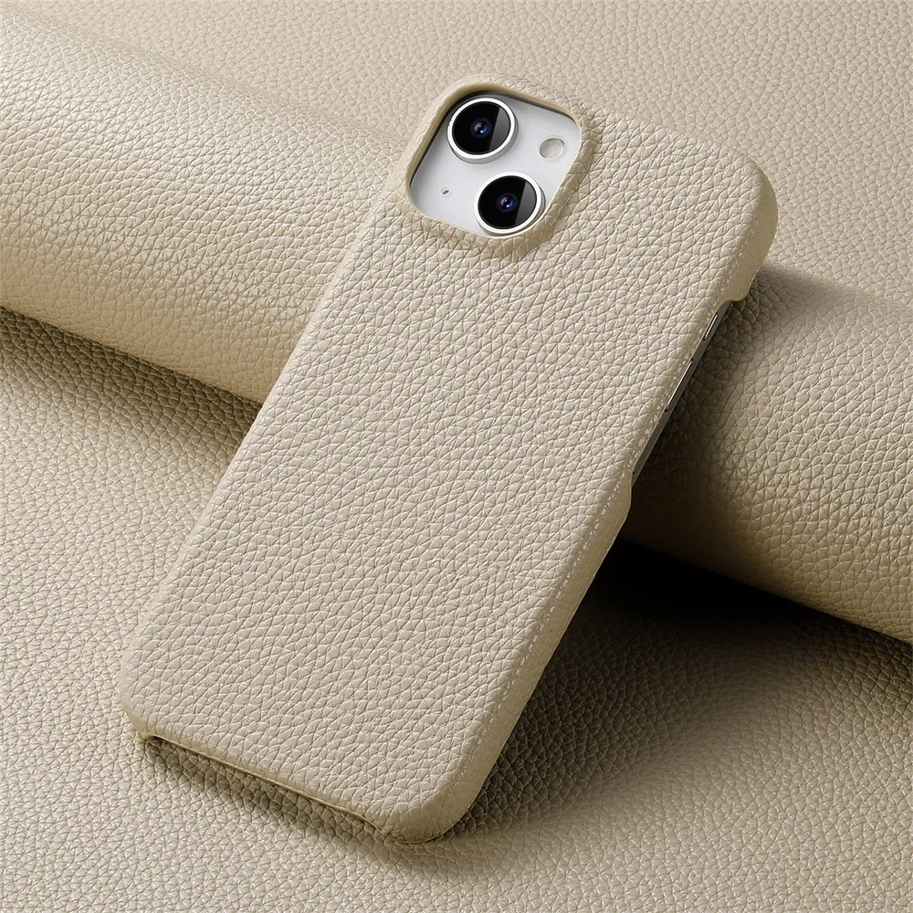 Luxury Litchi Grain Leather Shockproof Frameless Slim Phone Case