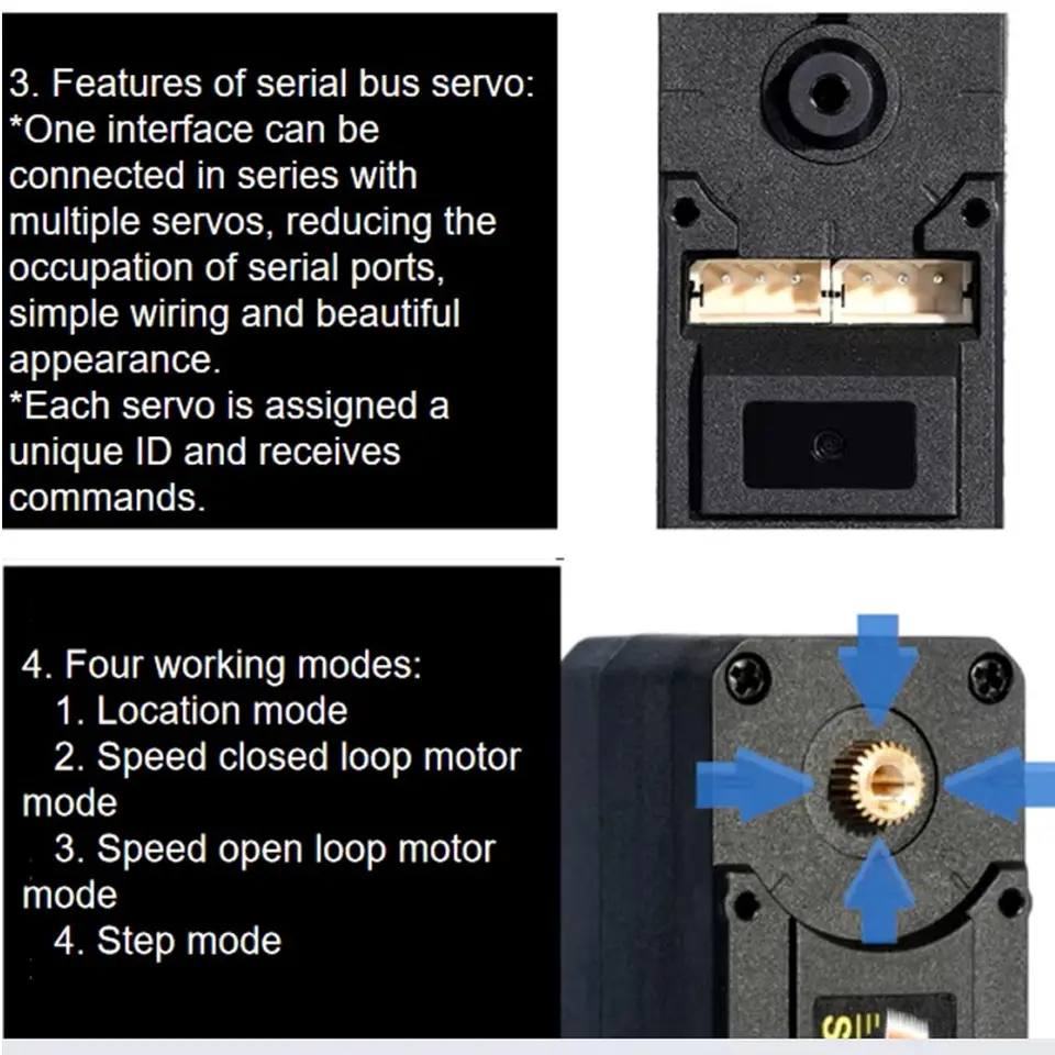 Feetech 7.4V 19KG ST3215-C046/C001/C044 Serial Bus Servo 1/345 1/191 1/147 Gear Robot Arm Magnetic Encoder 360° for SO-ARM100 image 4