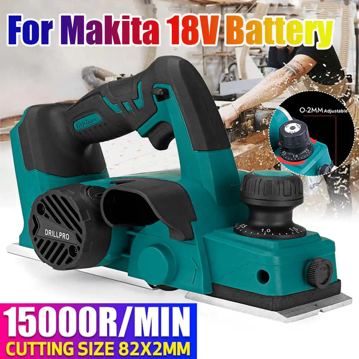 18v 15000rpm Rechargeable Electric Planer Cordless Handheld Drillpro
