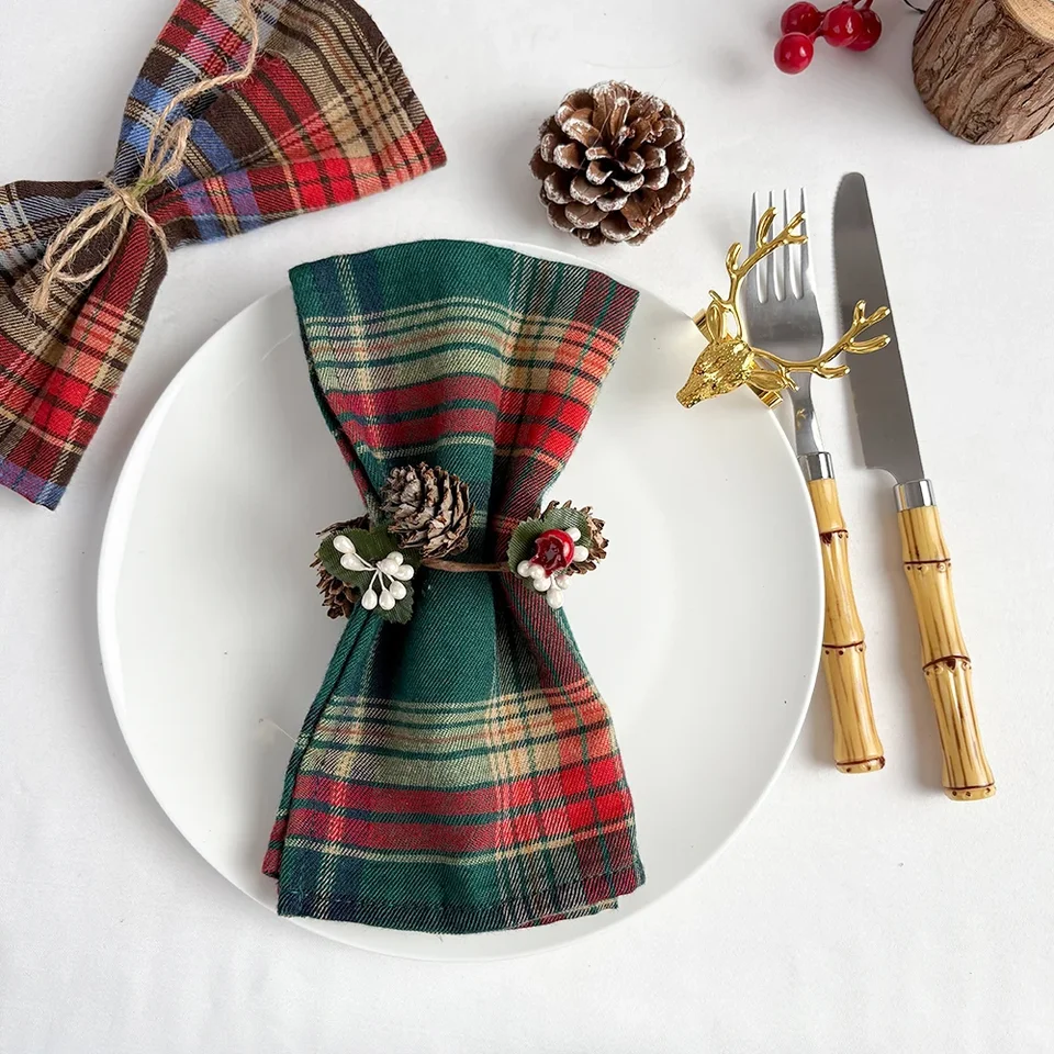 Set of 12 Washable Christmas Cloth Napkins