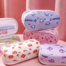 

Korean Japan Stationery Organizer Kawaii Pencil Case for Anime School Supplies Cute Bear Layered Storage Cosmetic Bag for Girls