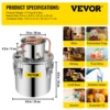VEVOR 3 5 8 13 Gal Distiller Alambic Moonshine Alcohol Still Stainless Copper DIY Home Brew Water Wine Essential Oil Brewing Kit 6