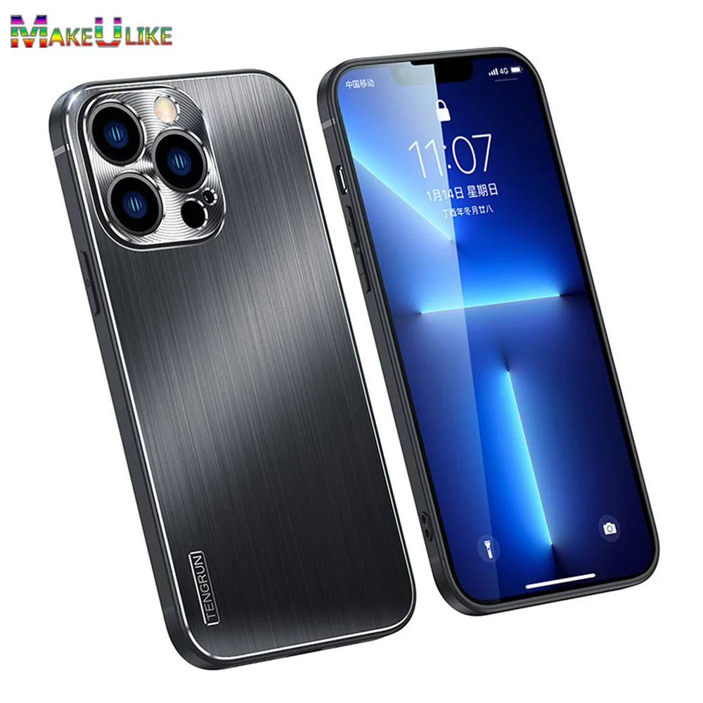 

Brushed Metal Case for iPhone 13 Pro Max Case Soft TPU Frame Phone Cover for iPhone 11 12 13 14 15 Pro Mini Plus XR XS Max Case