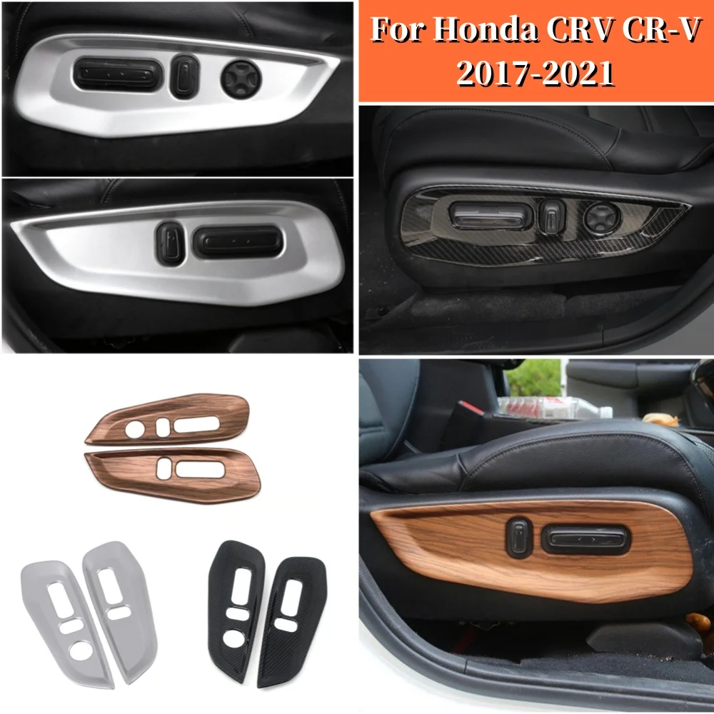 

Car Seat Adjustment Frame sticker Cover Trim ABS Chrome Car Styling Accessories 2pcs For Honda CRV CR-V 2017 2018 2019 2020 2021