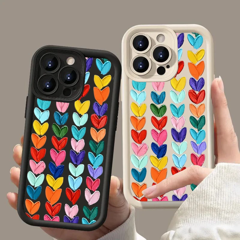 Oil Painting Love Heart Phone Case for Xiaomi Redmi Note 13 12 11 Pro Plus 5G 12S 11S 10S 10 Redmi 12C 13C 4G Shockproof Cover