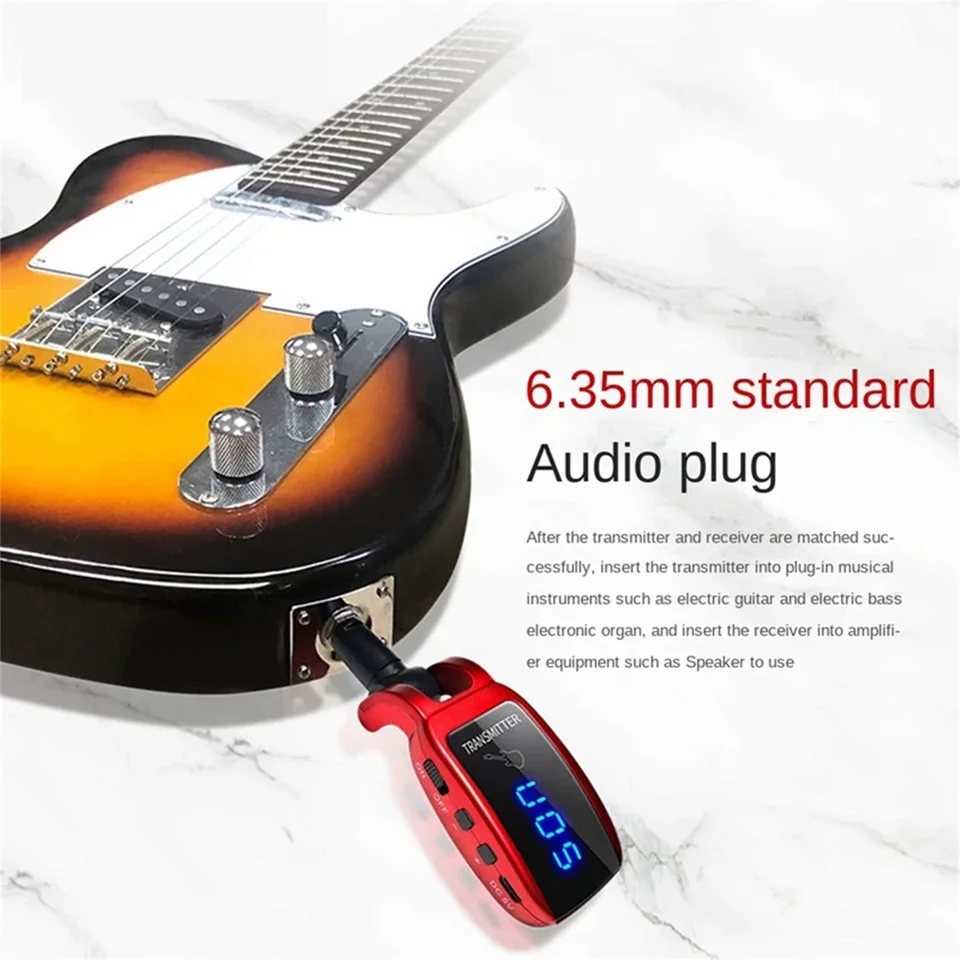 thumbnail image 2 of UHF Guitar Transmitter Receiver 2.4Ghz Wireless Guitar System 10 Channels Built 2 of 12