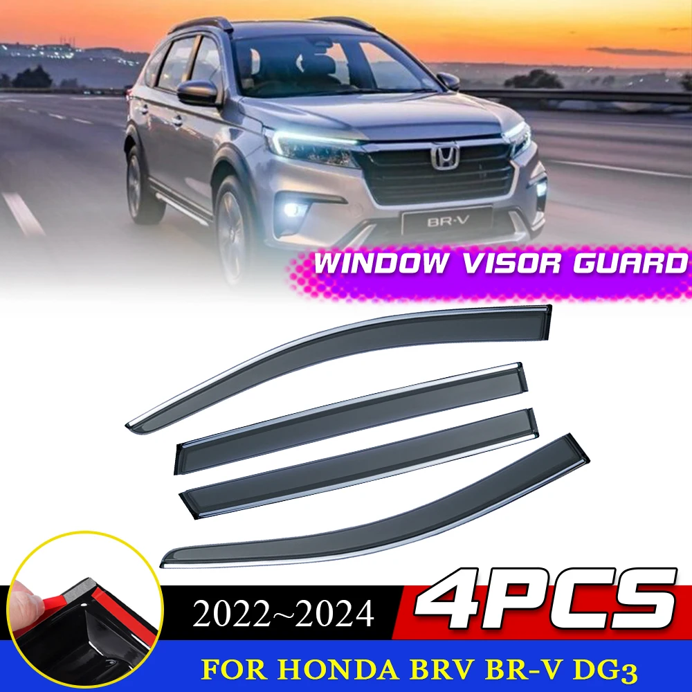 4PcsCarWindowsVisorforHondaBRVBRVDG3202220242023Smoke