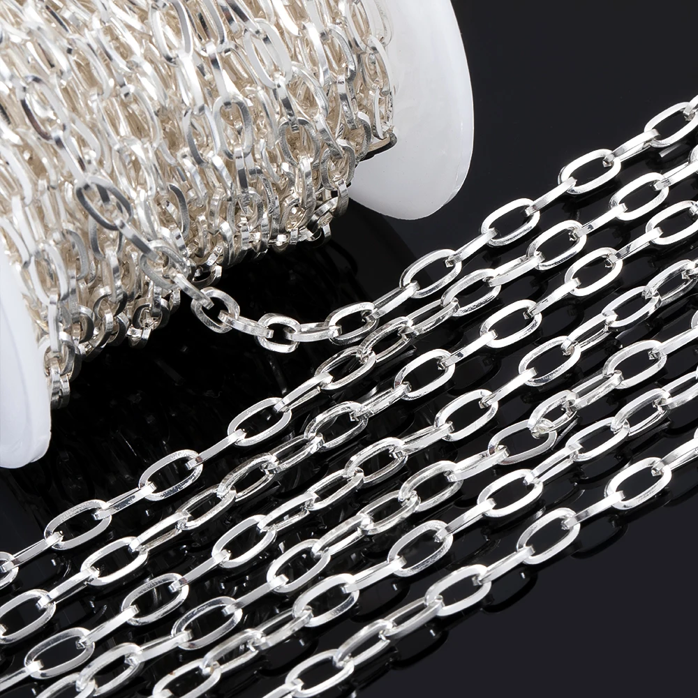 Stainless Steel Silver Square Link Chain for Jewelry Making - 3 Meters Total
