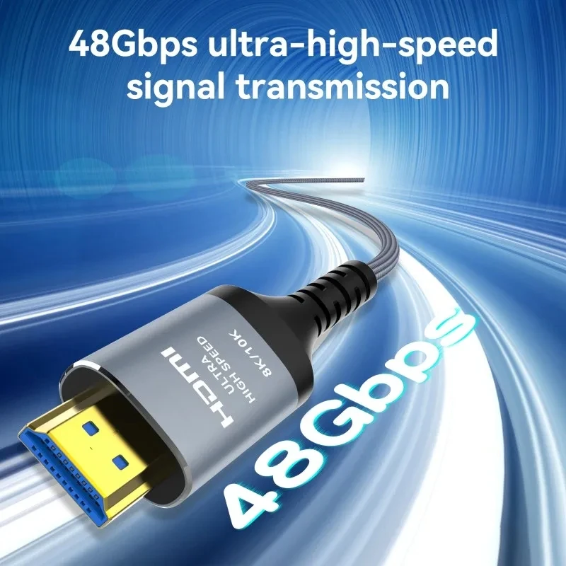 Ultra High-Speed HDMI 2.1 Weave Cable with 8K/60Hz and 4K/144Hz Support - Featuring 48Gbps Bandwidth, eARC, and Dolby Vision Compatibility