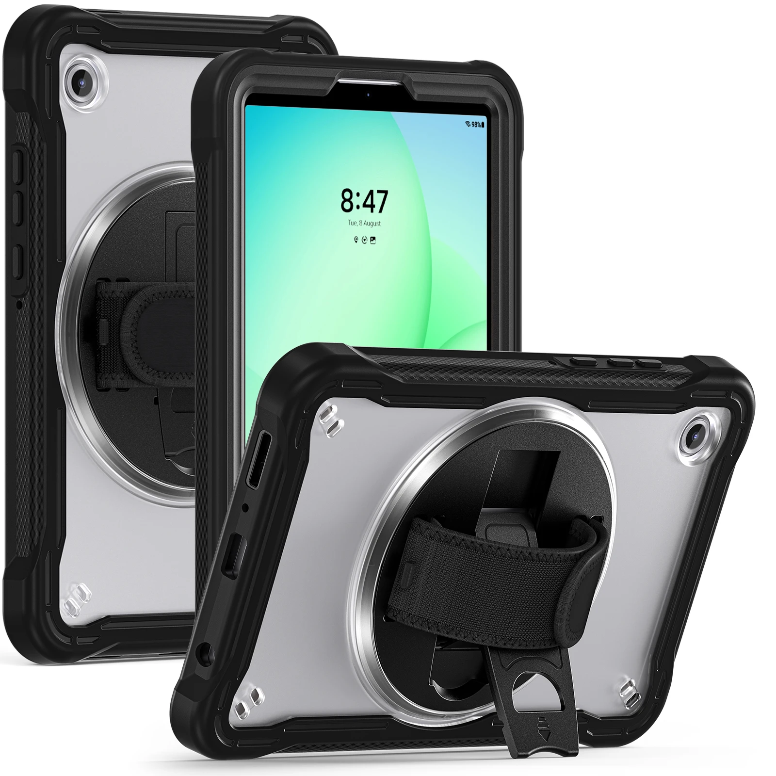 Clear Back Shockproof Stand Case with Shoulder Strap and Palm Band