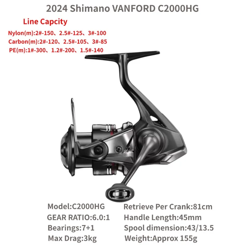 2024 SHIMANO VANFORD Max Drag 2.5-11kg MGL Rotor CI4+ Body LONG