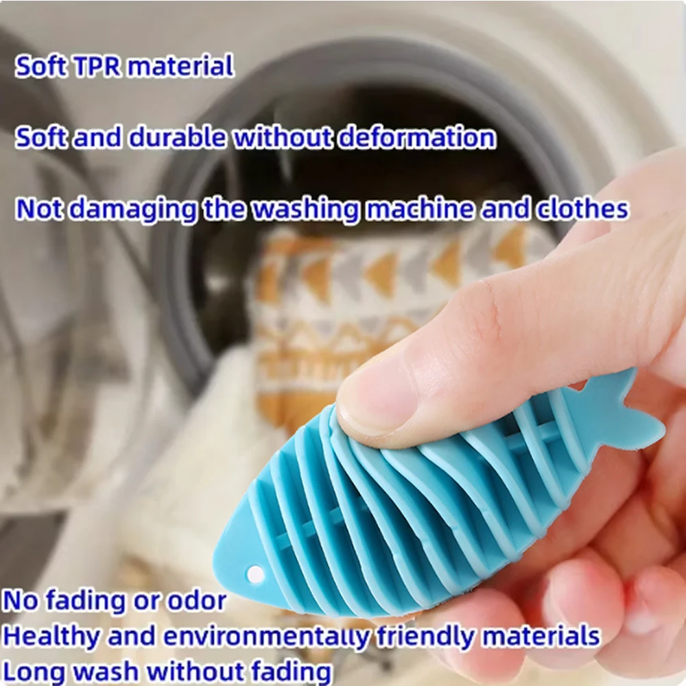 Laundry Ball Pet Hair Remover Laundry Hair Catcher House Laundry Ball Silicone Fish Cloth Hair Anti-tangle