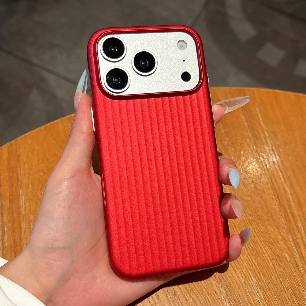 Luxury Slim Matte Corrugated Shockproof Phone Case with Luggage Striped Texture