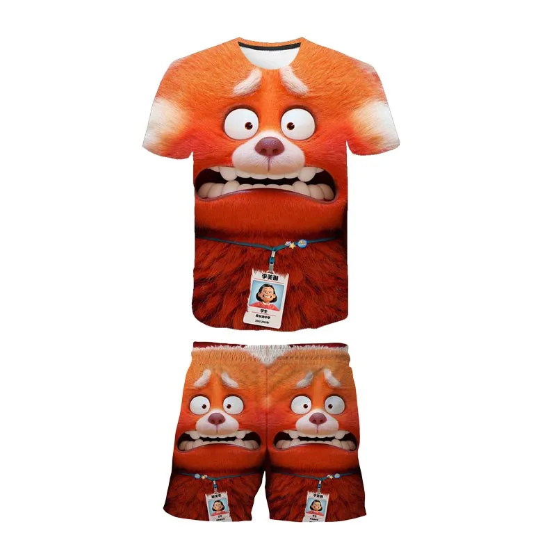 Disney Turning Red Boys T-shirts Cartoon Printed Girls Tees Children Tops Short-sleeve Clothes Summer Kids 3D Printing Outfits