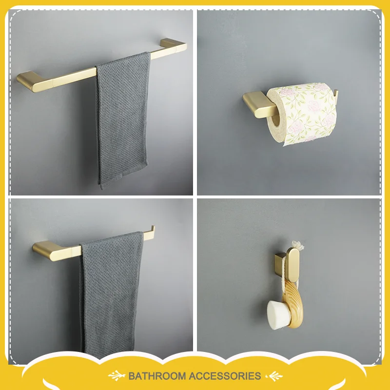 Bathroom Towel Rack Toilet Paper Holder Sets - Brushed Bathroom Accessories  Set - Aliexpress