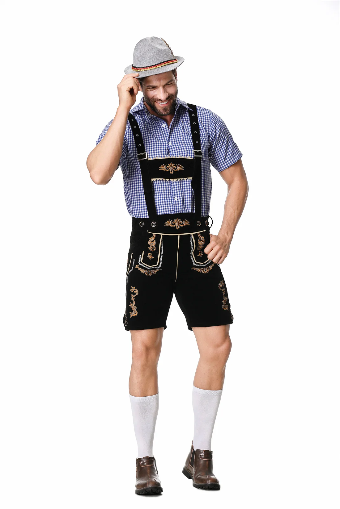 Costume Oktoberfest Homme – Tenue Bavaroise Avec Lederhosen Et Chaussettes | Pour Fête De La Bière, Halloween, Carnaval