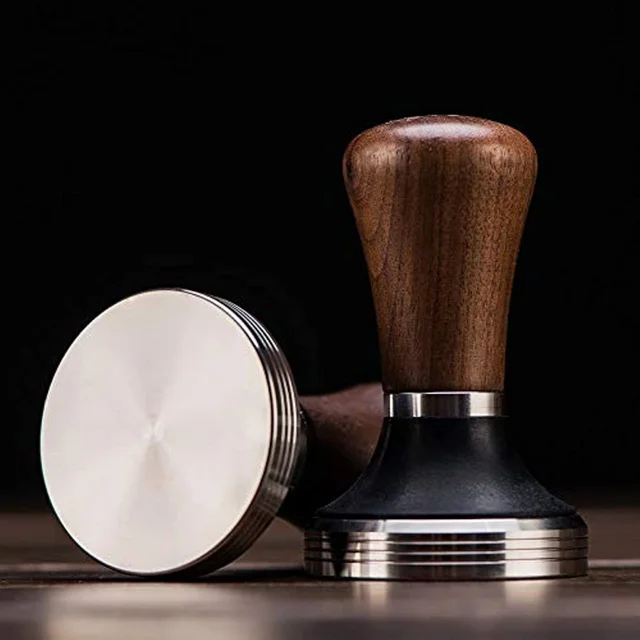 Kávéhorlatos Dió Fa Fogantyú Állítható Rozsdamentes Acél Eszpresszó Por 51Mm 53 Mm 58 -Es Kávézó Kalapács Kávé Szerszámok Barista Számára - Image 2