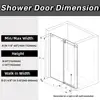 60x60 Frameless Sliding Tub Door Handle Glass Bathtub Shower Door 5/16" 8mm Clear SGCC Tempered Adjustable Walk-in Stainless 6