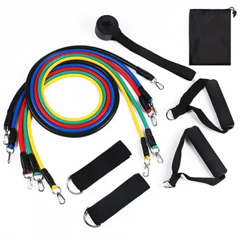 11pcs TPE Resistance Band Set Fitness Band Pull Rope fascia elastica da allenamento con maniglie di ancoraggio per porta borsa per il trasporto gambe cinturini alla caviglia 1