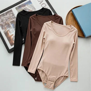 1Piece Women Long Sleeve Bodysuit Shapewear Sexy Slimming Body Shaper Tummy Control Open Crotch Round Neck Seamless Shapers New