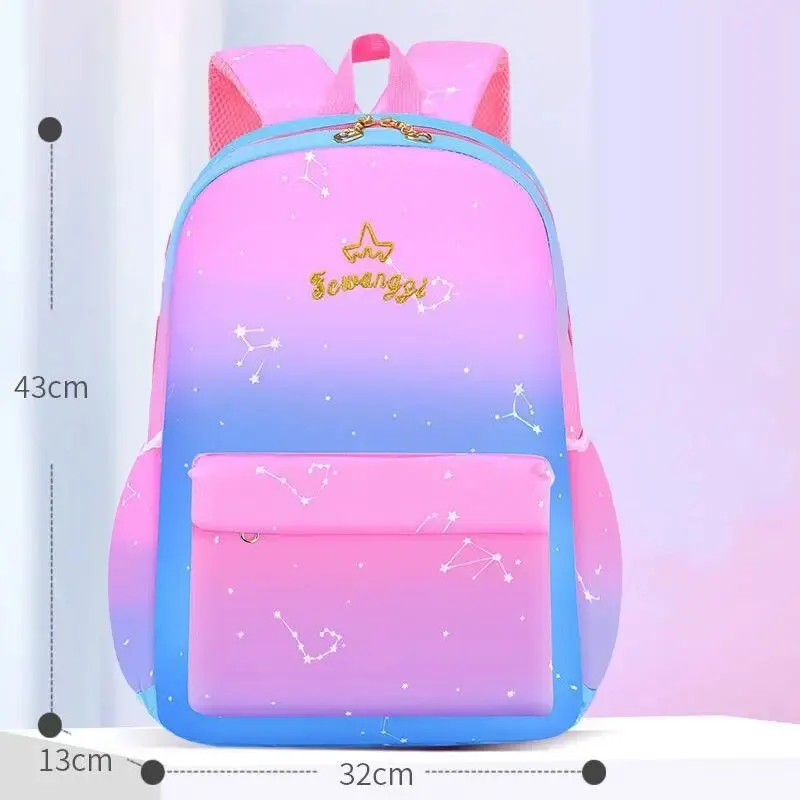 School Bags Student Starry Sky Gradient Lightweight Backpack For Primary School Grades 1-3-6 Double Shoulder Children's Bookbag