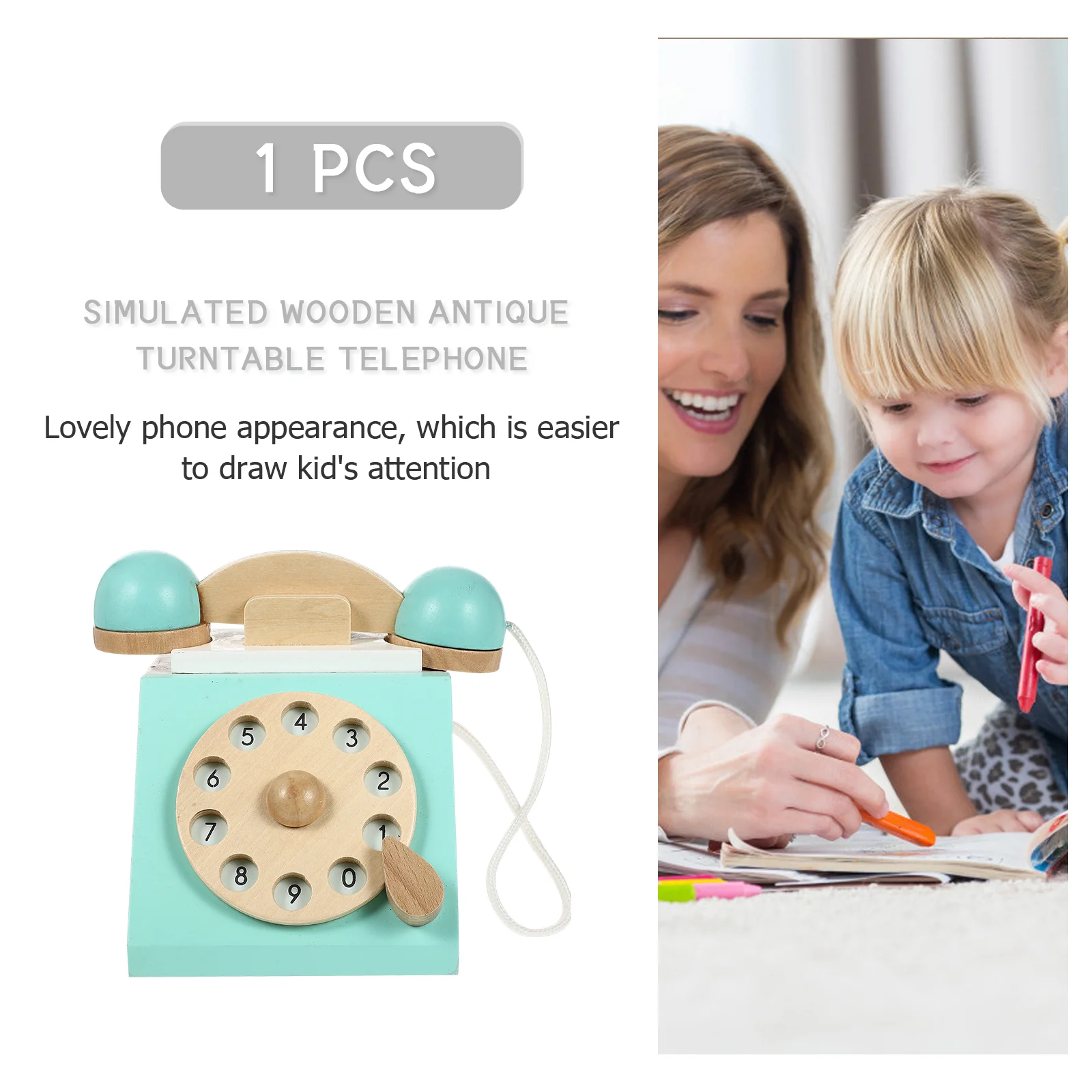 Puzzle Wooden Telephone Parent-child Girls Toys Kid Early Education Role Play 6