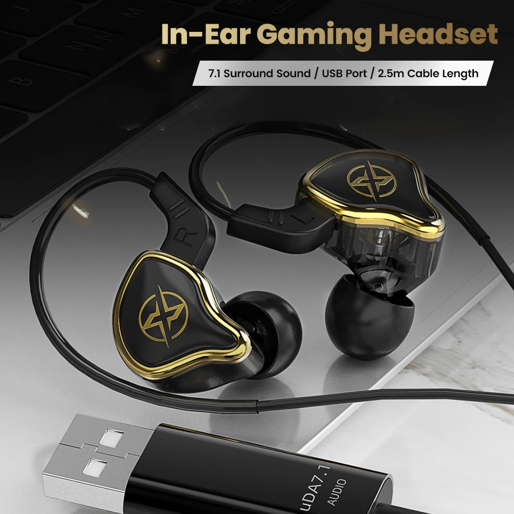 2.5m Long USB-A Wired Earphones For Desktop Computer In-ear Cable Headphones With Mic Handsfree USB Headset For Notebook Laptop