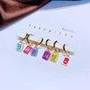 Yakemiyou 6pcs Multicolor Zircon Crystal Rectangle Huggie Hoop Earrings Set Luxury Women Jewelry 4