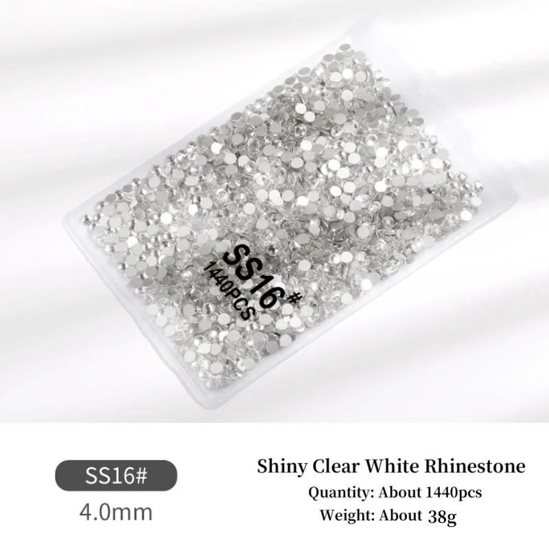 Description Picture 6 of itemwholesale Clear AB/White Glass Nail Art Decorations ss3 ss4 ss5 ss6 ss8 ss10 ss16 ss20 Glass Non HotFix Nail Art Rhinestones