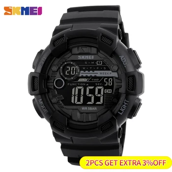 SKMEI-reloj deportivo multifunción para hombre, cronógrafo Digital con pantalla LED, resistente al agua, 5Bar, 1243 2