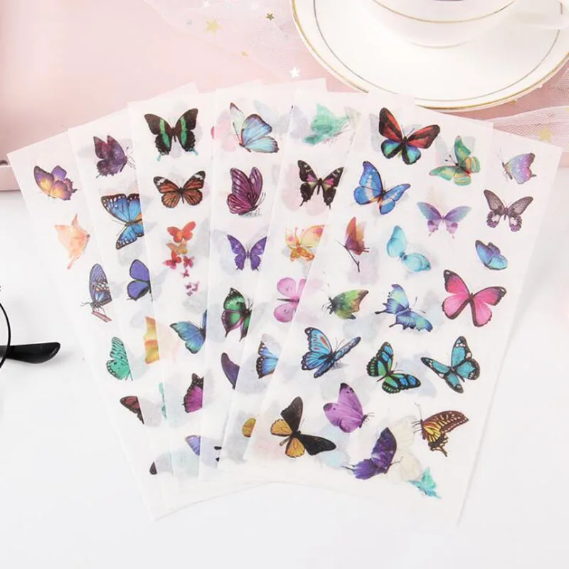 

6 Sheets / Bag PVC Stickers Color Butterfly Wall Art Beautiful Stickers Only For You Handmade Design Diy Learning Stationery