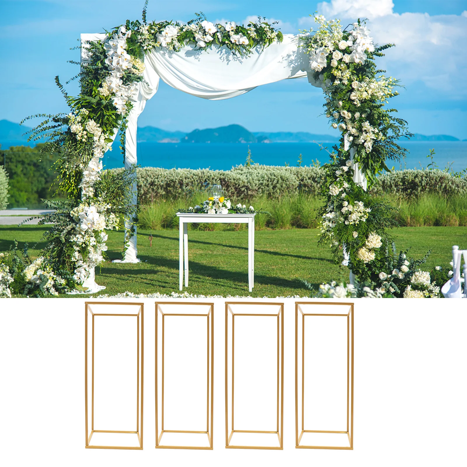 4pcs Metal Column Flower Stand Floor-standing Party Wedding Decor Rack Holder