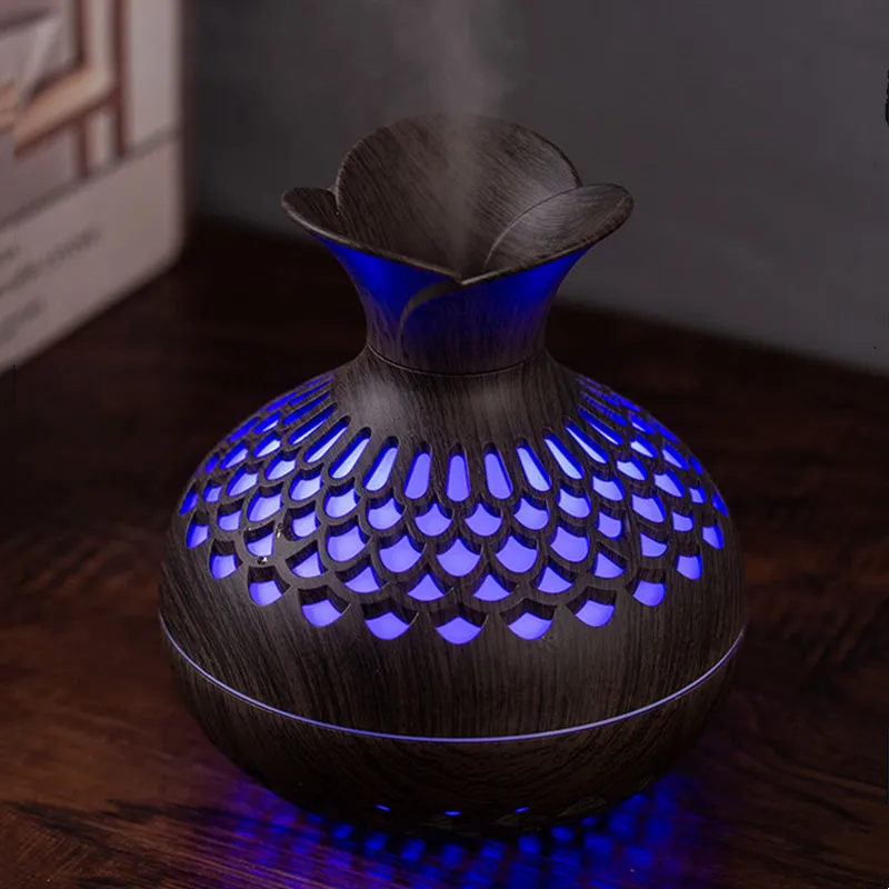 300ml USB Air Humidifier, Mini Humidifier Desktop Humidifier, Hollow Vase Shape Humidifier With Colorful Night Lights