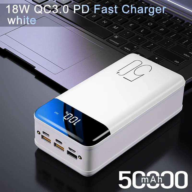 Batería Externa 50000mAh 2.1A Carga Rápida de Power Bank 3 USB y Pantalla  LCD y Linterna LED, Cargador Movil Portátil Powerbank para iPhone Samsung  Huawei iPad Smartphones, Tablets y más : 