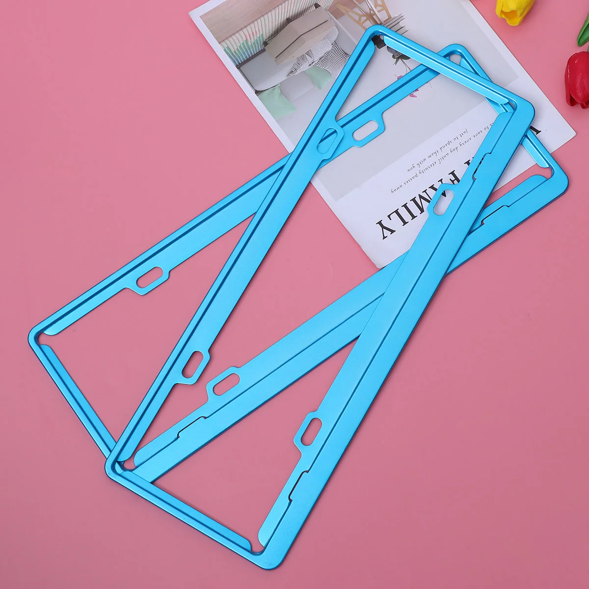 

Aluminum License Plate Frame Oxidation Number Plate Frame Colorful License Plate(Blue)