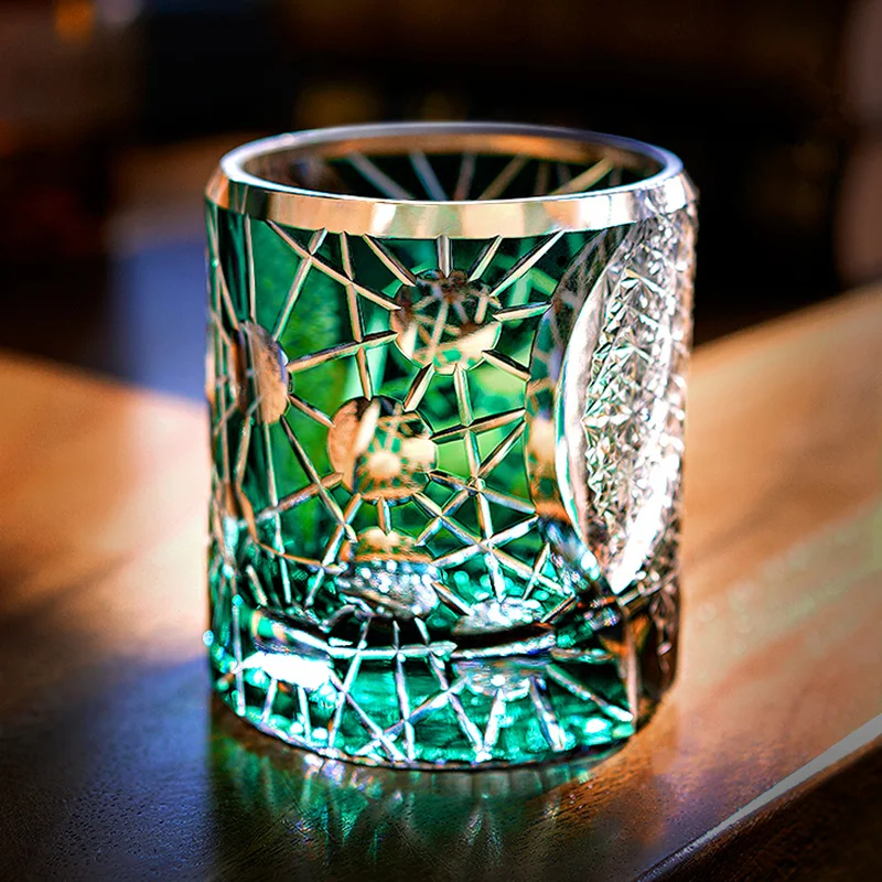 

Crystal Planet Edo Kiriko Glasses Whiskey Cup Japanese Hand Carved Wine Tumbler Round Rock Whisky Tasting Glass Mug Dropshipping